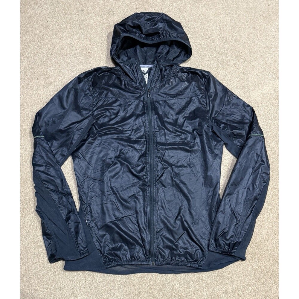 Adidas Trail Running Jacket Blue Hooded Thumbhole Athletic Hiking Gorpcore Wms L